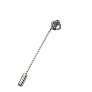 Clear Diamond Shaped Crystal Stick Pin Silver Tone Vintage
